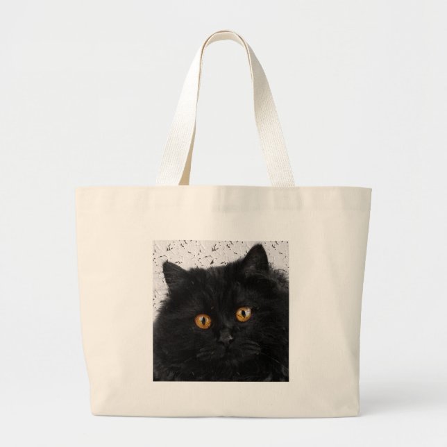 Bolso De Tela Gigante Cara Persa Negra (Frente)