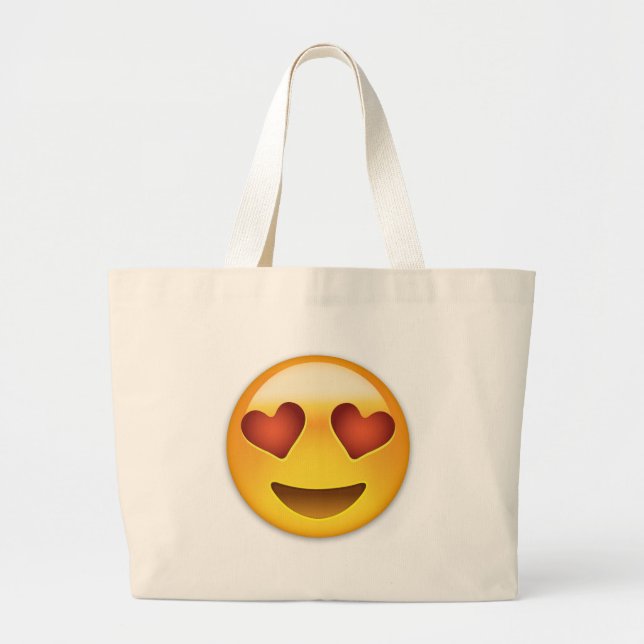 Bolso De Tela Gigante Cara sonriente con emoji en forma de corazón de (Frente)
