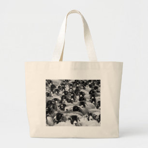 Bolso De Tela Gigante CARGAS DE Ovejas Rams Negro y Blanco