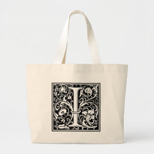 Bolso De Tela Gigante Carta I Monograma medieval Art Nouveau