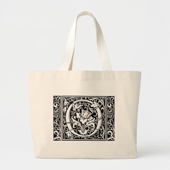 Bolso De Tela Gigante Carta O Monograma Medieval Art Nouveau (Frente)