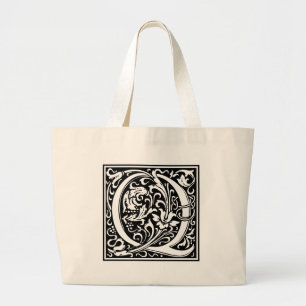 Bolso De Tela Gigante Carta Q Monograma medieval Art Nouveau