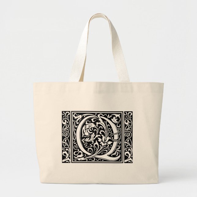 Bolso De Tela Gigante Carta Q Monograma medieval Art Nouveau (Frente)