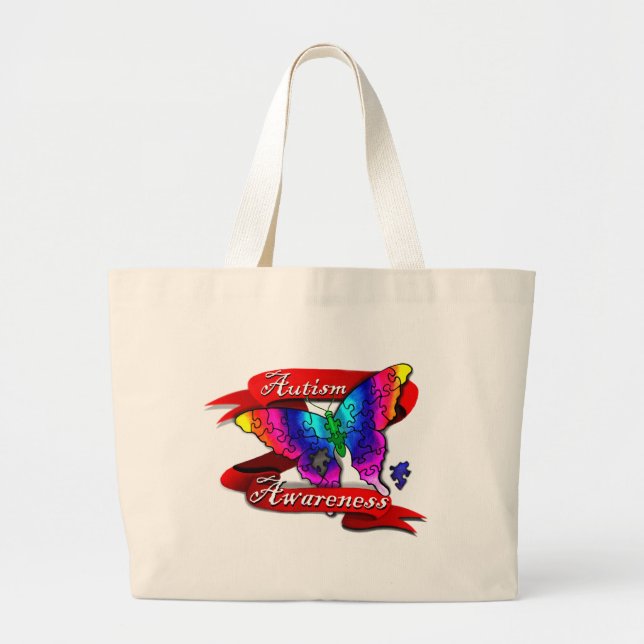 Bolso De Tela Gigante Cartel de sensibilización sobre el autismo (Frente)
