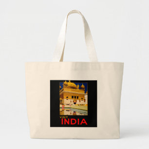 Bolso De Tela Gigante Cartel de viaje a la India arte vintage indio