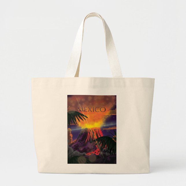 Bolso De Tela Gigante Cartel de viaje al volcán de México (Frente)