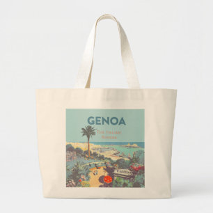 Bolso De Tela Gigante Cartel de viaje vintage de Génova Riviera italiana