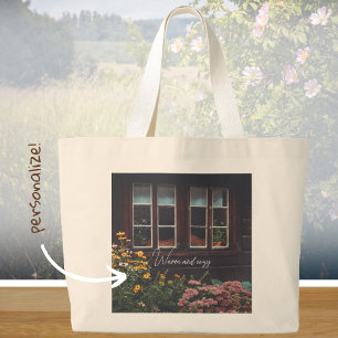 Bolso De Tela Gigante Casa de campo con jardín rústico