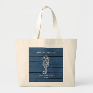 Bolso De Tela Gigante Casa Rustic Blue Wood Seahorse Lighthouse Beach Ho