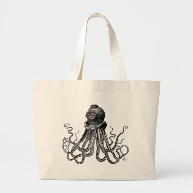 Bolso De Tela Gigante Casco de Octopus y Buceo (Frente)