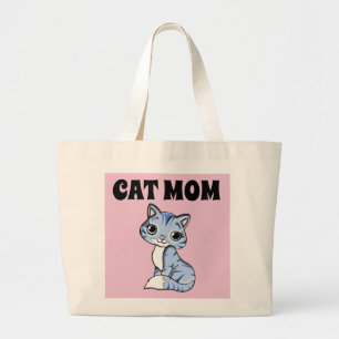 BOLSO DE TELA GIGANTE CAT MOM CUTE  TOTE HANDBAG PURSE