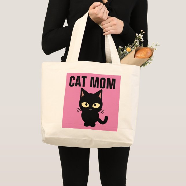 BOLSO DE TELA GIGANTE CAT MOM CUTE TOTES CAT NEGROS (Anverso (producto))