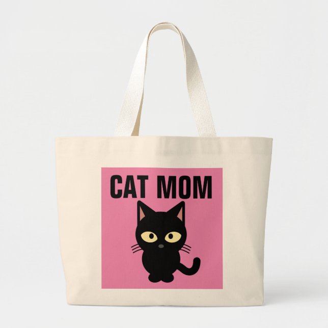 BOLSO DE TELA GIGANTE CAT MOM TOTES CUBIERTOS BLACK KITTY CAT (Frente)