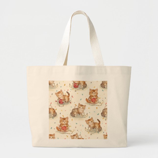 Bolso De Tela Gigante cat pattern christmas (Frente)
