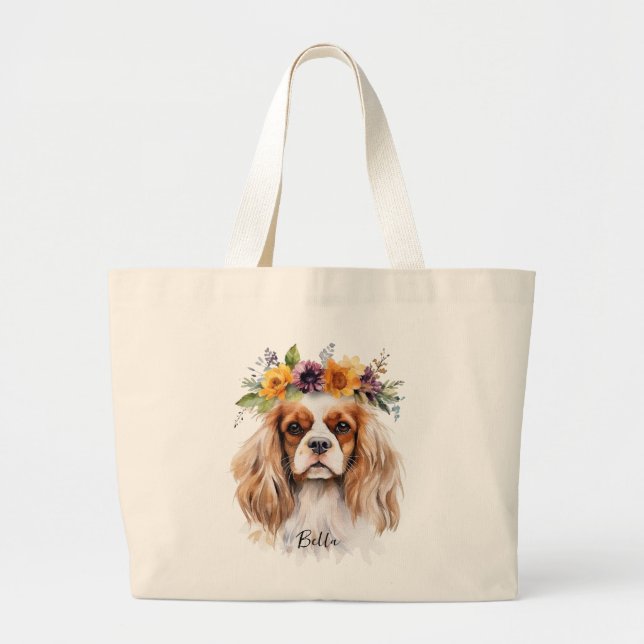 Bolso De Tela Gigante Cavalier King Charles Spaniel Tote Jumbo (Frente)