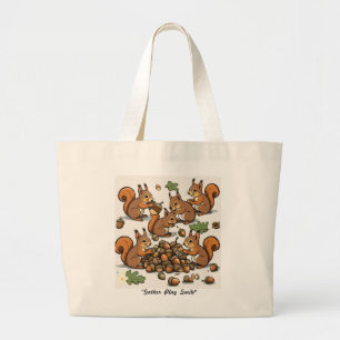 Bolso De Tela Gigante "Caza de maíz de ardilla colorida"
