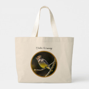 Bolso De Tela Gigante Cedar Waxwing Songbird Foto original de ave silves