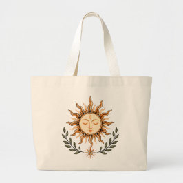 Bolso De Tela Gigante Celestial Sun Face Botanical Mystical Art
