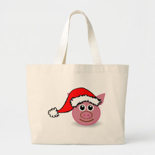 Bolso De Tela Gigante cerdo navidad