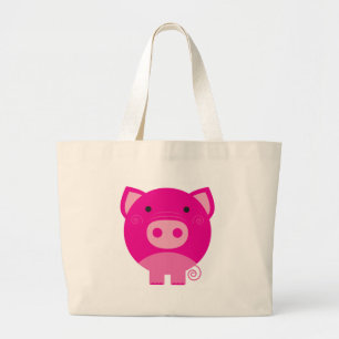 Bolso De Tela Gigante Cerdo rosado