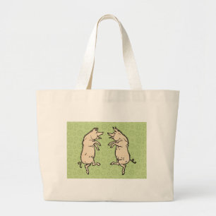Bolso De Tela Gigante Cerdos de baile de antigüedades: Whimsical Vintage