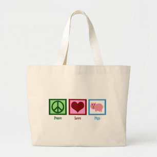 Bolso De Tela Gigante Cerdos del amor de la paz