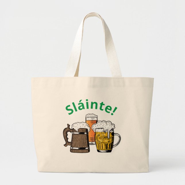 Bolso De Tela Gigante Cervezas sláinte del Día de San Patricio (Frente)