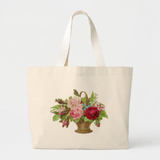 Bolso De Tela Gigante Cesta subió vintage de la flor