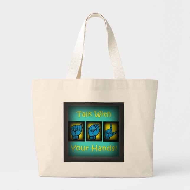 Bolso De Tela Gigante Charla con sus manos (2) (Frente)