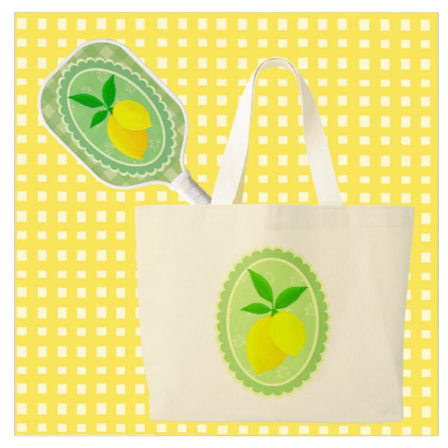 Bolso De Tela Gigante Cheery Retro Sunny Lemon Amarillo (Tote your pickleball gear in style!)