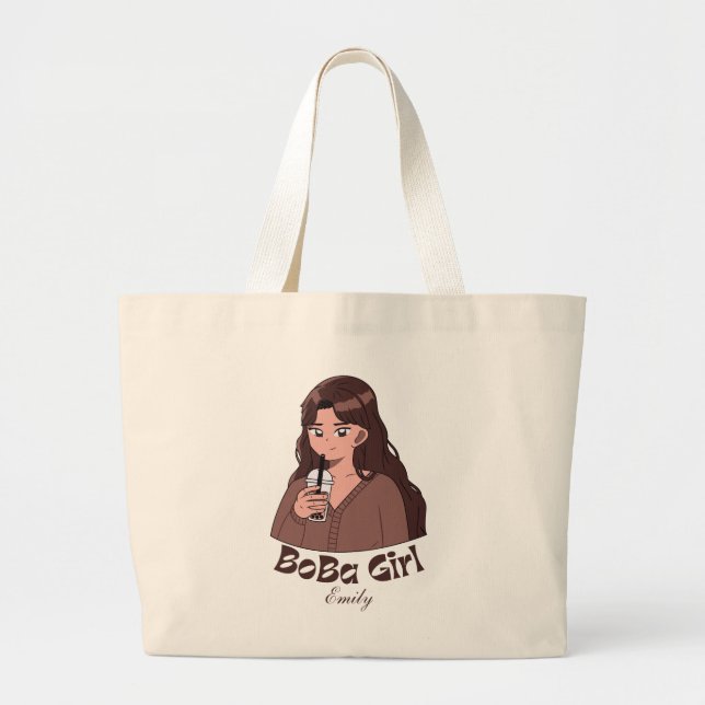 Bolso De Tela Gigante Chica Boba, té boba de burbuja (Frente)