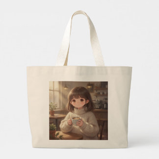Bolso De Tela Gigante Chica Caprichosa con Tote de Café