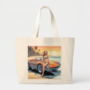 Bolso De Tela Gigante Chica con coche deportivo