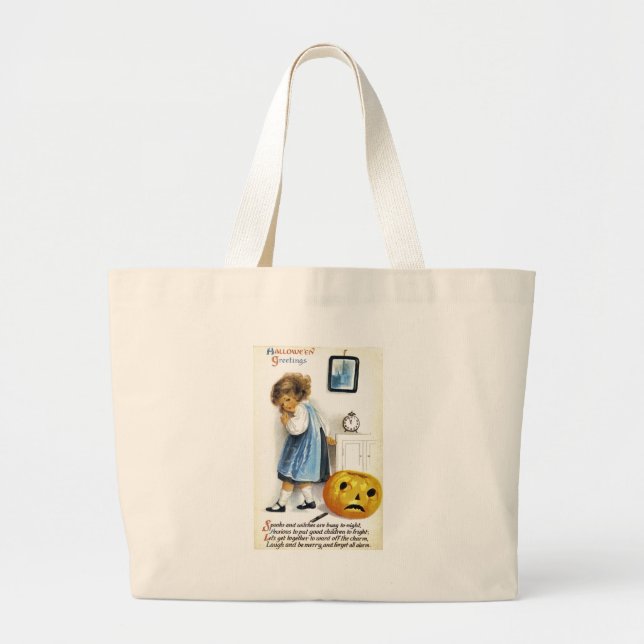 Bolso De Tela Gigante Chica con Jack o' Lantern (Frente)