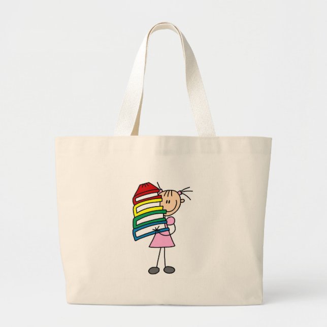 Bolso De Tela Gigante Chica con libros (Frente)