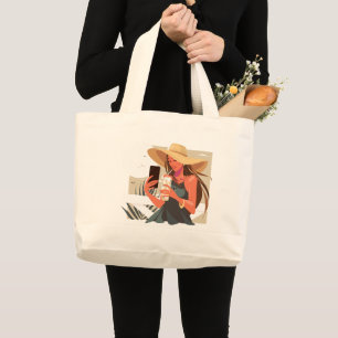 Bolso De Tela Gigante Chica de Arte Moderno Con Un Sombrero