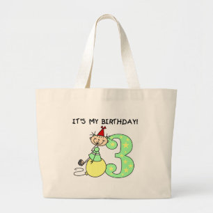 Bolso De Tela Gigante Chica de palo 3 camisetas de cumpleaños y regalos
