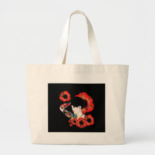 Bolso De Tela Gigante Chica de tatuaje entre las flores de amapola Arte