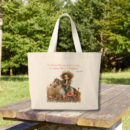 Bolso De Tela Gigante Chica del campo de flores silvestres a caballo