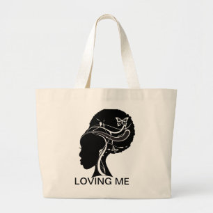 Bolso De Tela Gigante Chica negro, AMÁNDOME