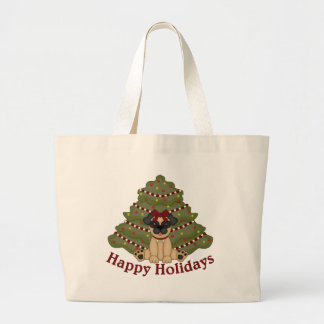 Bolso De Tela Gigante Chica Pug y vacaciones de árbol