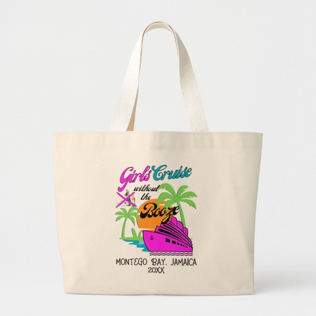 Bolso De Tela Gigante CHICAS CRUZAN SIN BOOZE Destino de vacaciones (Frente)