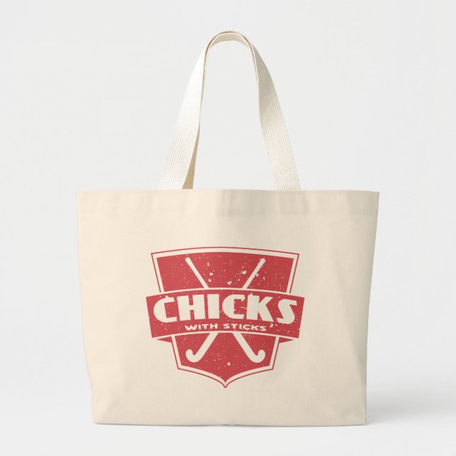 Bolso De Tela Gigante Chicas de hockey con garrapatas (Frente)