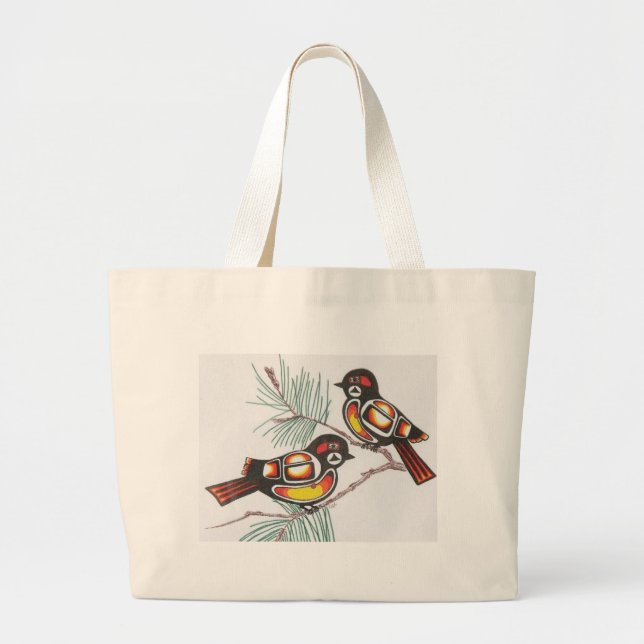 Bolso De Tela Gigante chickadees 1 (Frente)