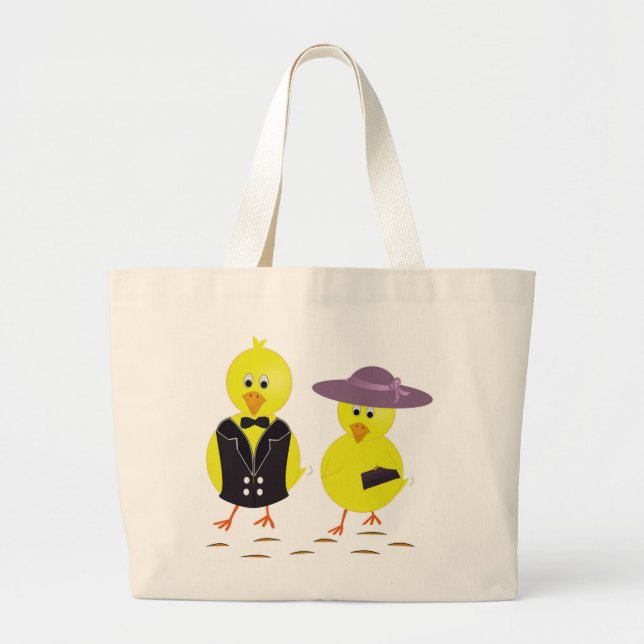 BOLSO DE TELA GIGANTE CHICKS "HAPPY EASTER" (Frente)