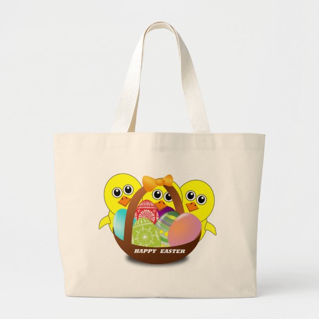 BOLSO DE TELA GIGANTE CHICKS "HAPPY EASTER" (Frente)