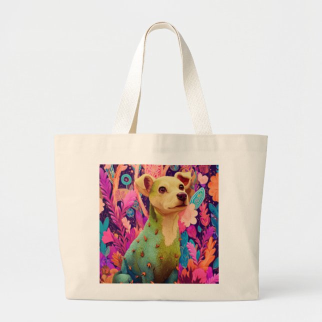 Bolso De Tela Gigante Chien-cactus du désert fleuri   (Frente)