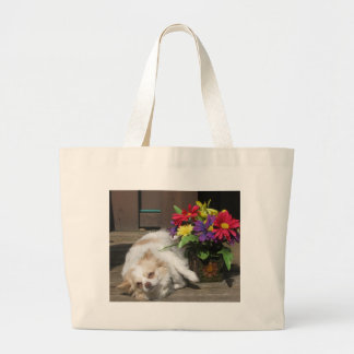 Bolso De Tela Gigante Chihuahua y flores