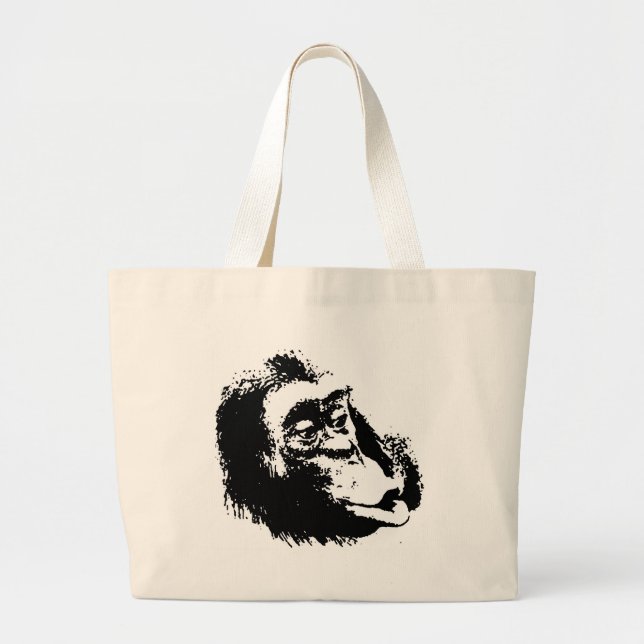 Bolso De Tela Gigante Chimpanzee divertido de Pop Art (Frente)