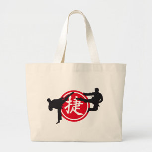 Bolso De Tela Gigante chinese sign and karate fighter